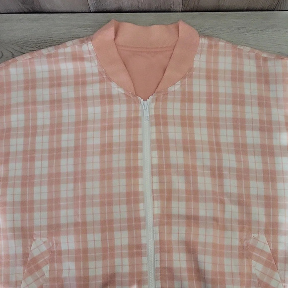 🛍Tail Womens Large Light Pink White Plaid Full Zip Golf Jacket Lightweight - Picture 5 of 6